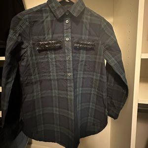 JCREW POPOVER BLOUSE W/BEADED DETAILS SIZE 0P